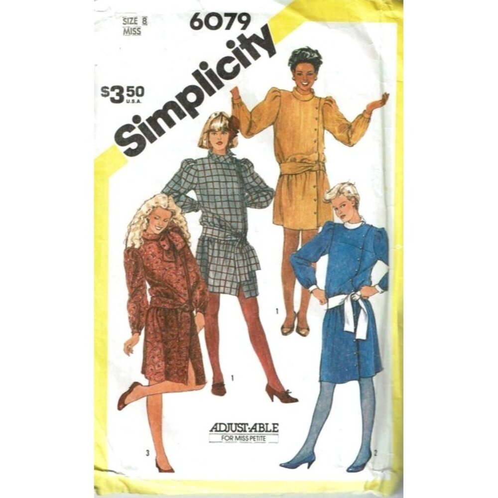 Simplicity 6079 Miss Petite Adjustable Dress Sewing Pattern Size‎ 8